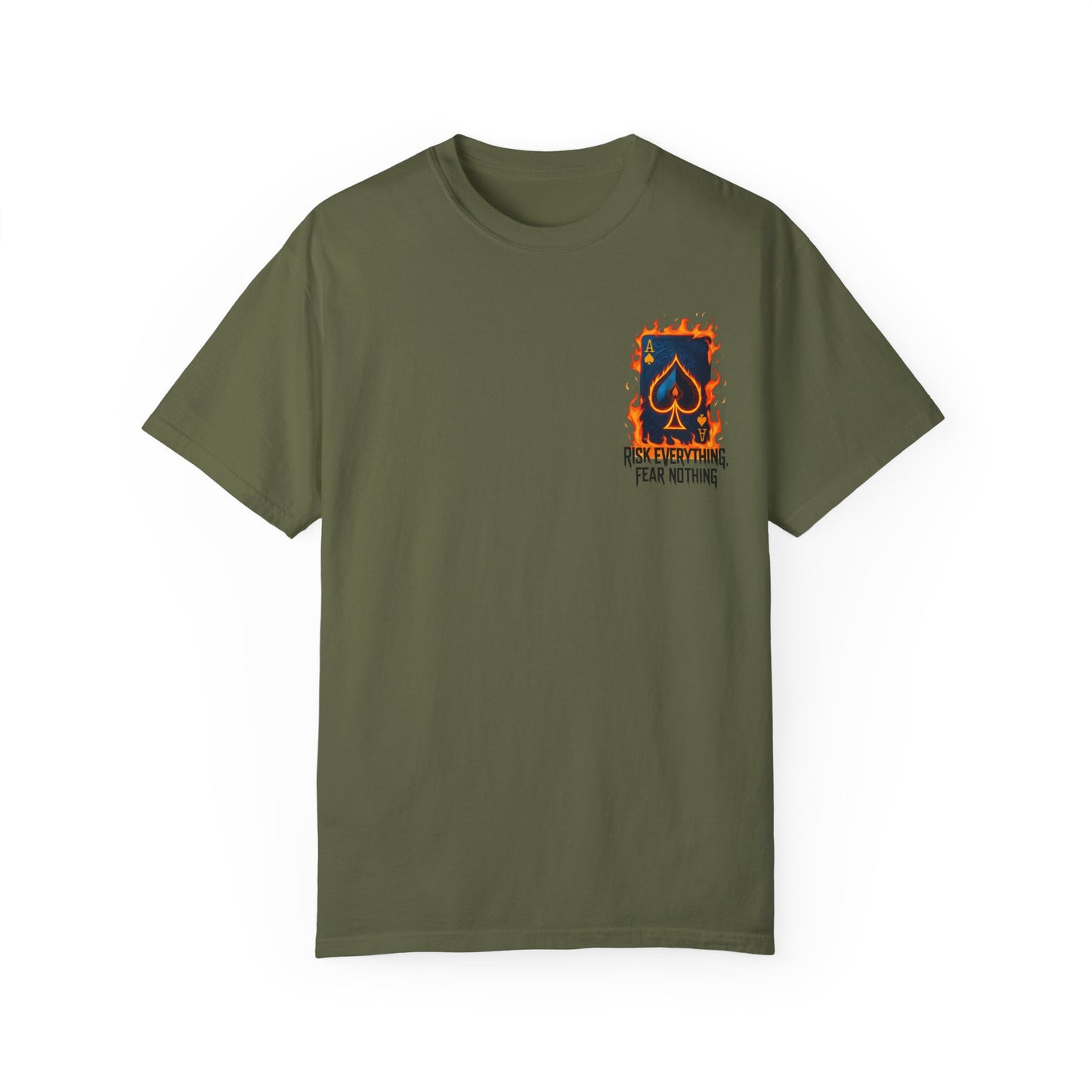 Summer clothing Fear Nothing Graphic T-Shirt - Unisex Garment-Dyed Tee with Playing Card Design