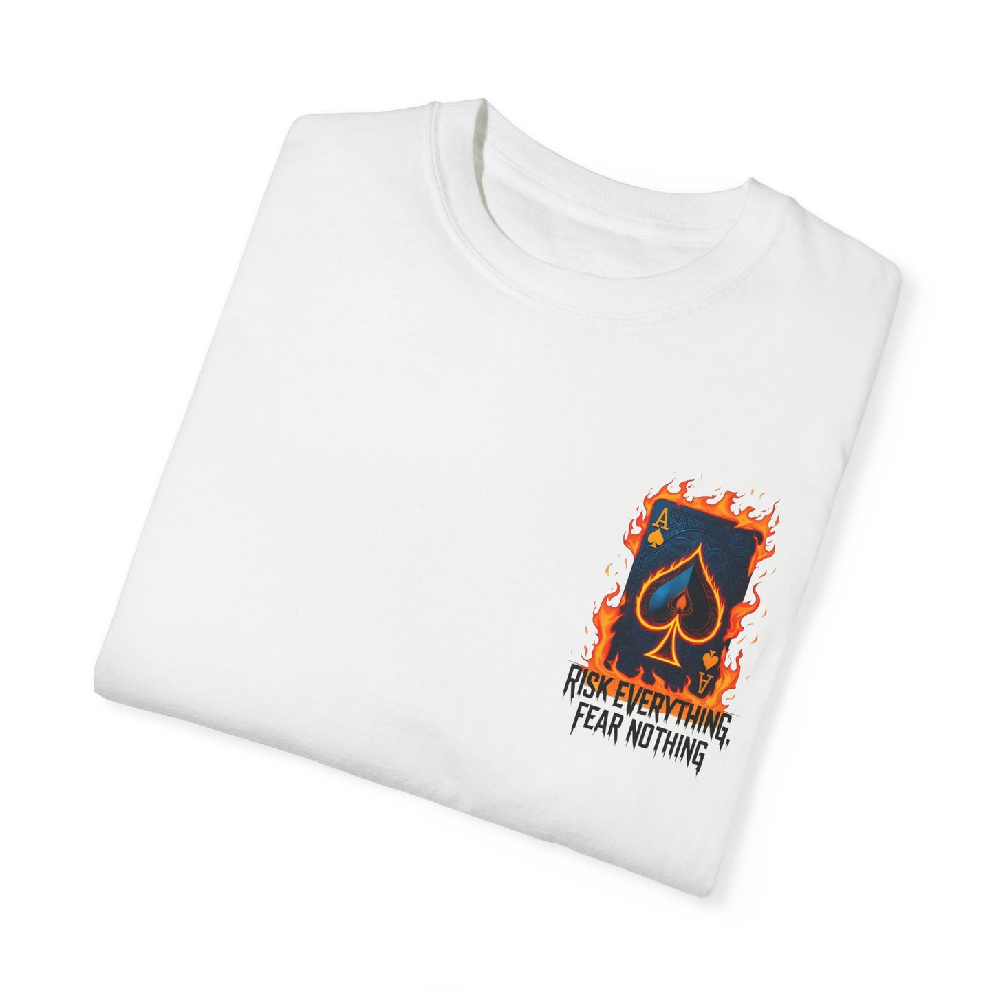 Summer clothing Fear Nothing Graphic T-Shirt - Unisex Garment-Dyed Tee with Playing Card Design