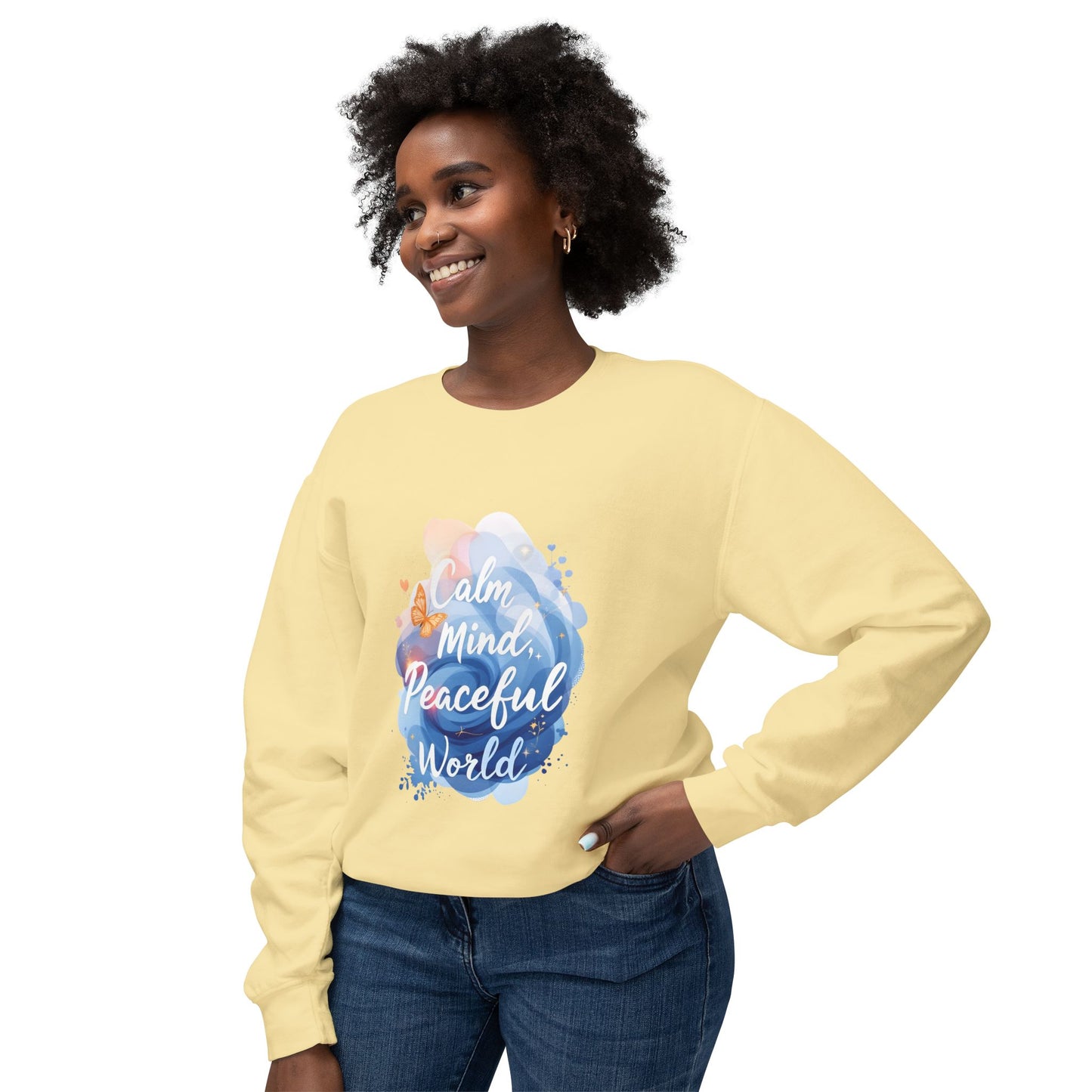 Unisex Sweatshirt - Calm Mind, Peaceful World & No War Designs | Lightweight Crewnec