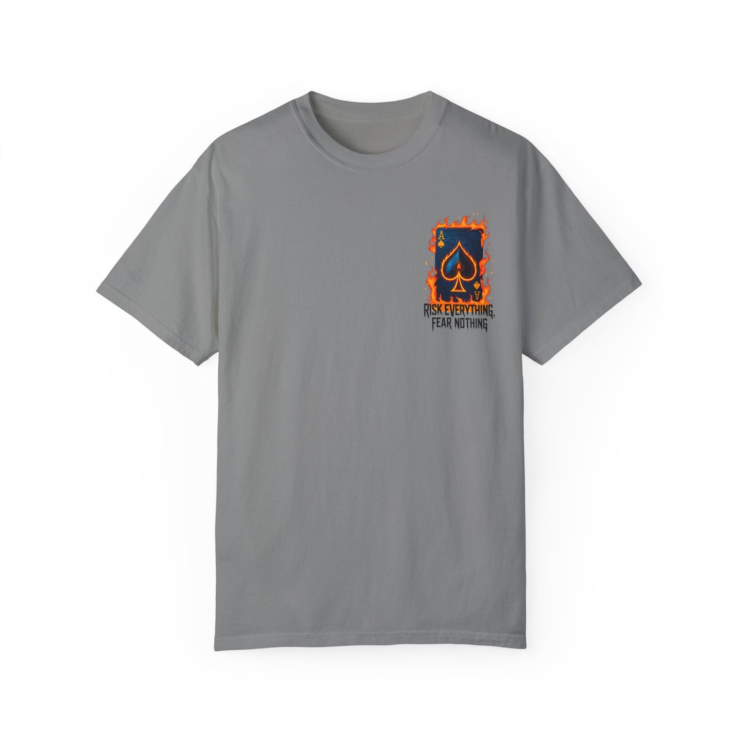 Summer clothing Fear Nothing Graphic T-Shirt - Unisex Garment-Dyed Tee with Playing Card Design