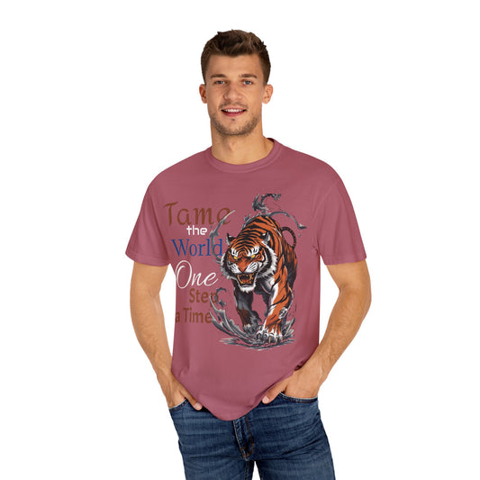 Unisex T-Shirt Tiger Graphic T-Shirt - "Tame the World One Step at a Time"