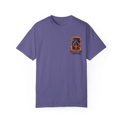 Summer clothing Fear Nothing Graphic T-Shirt - Unisex Garment-Dyed Tee with Playing Card Design
